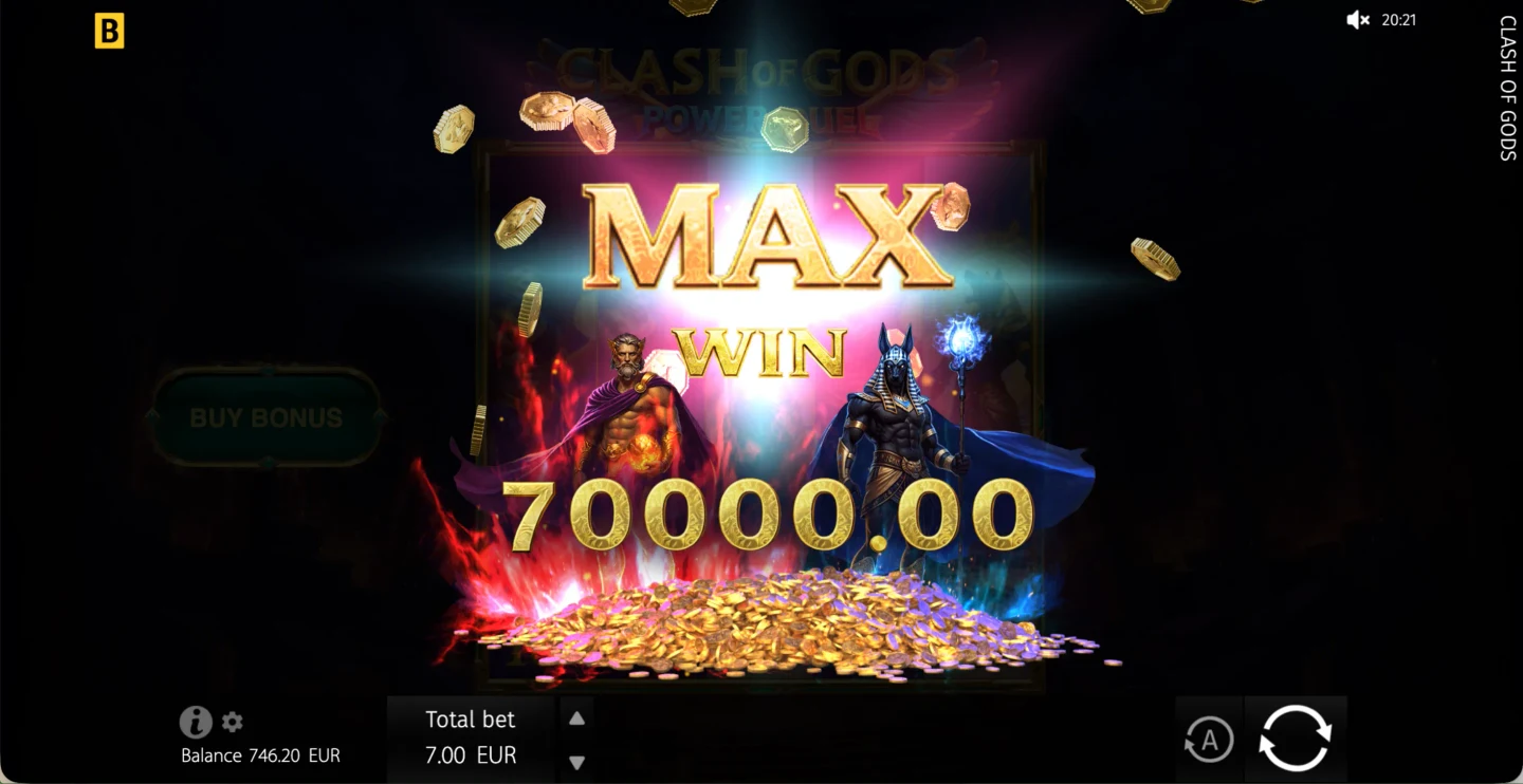 Clash of Gods Power Duel Free Spins or Super Free Spins feature