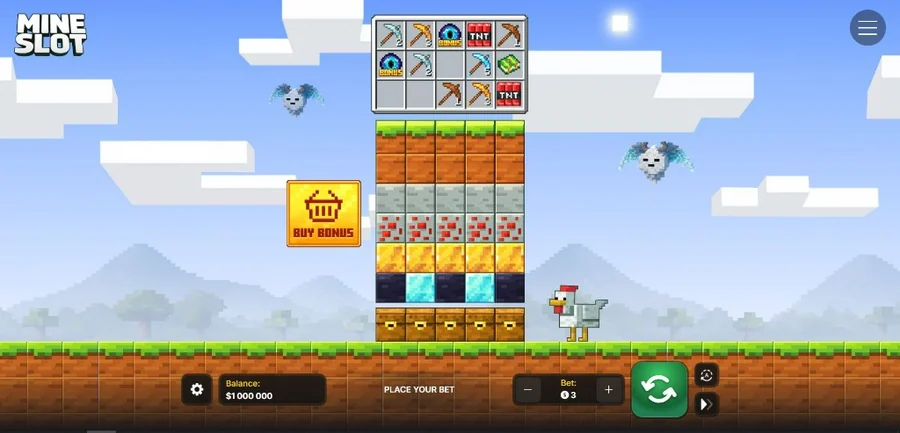 Mine Slot gameplay screen