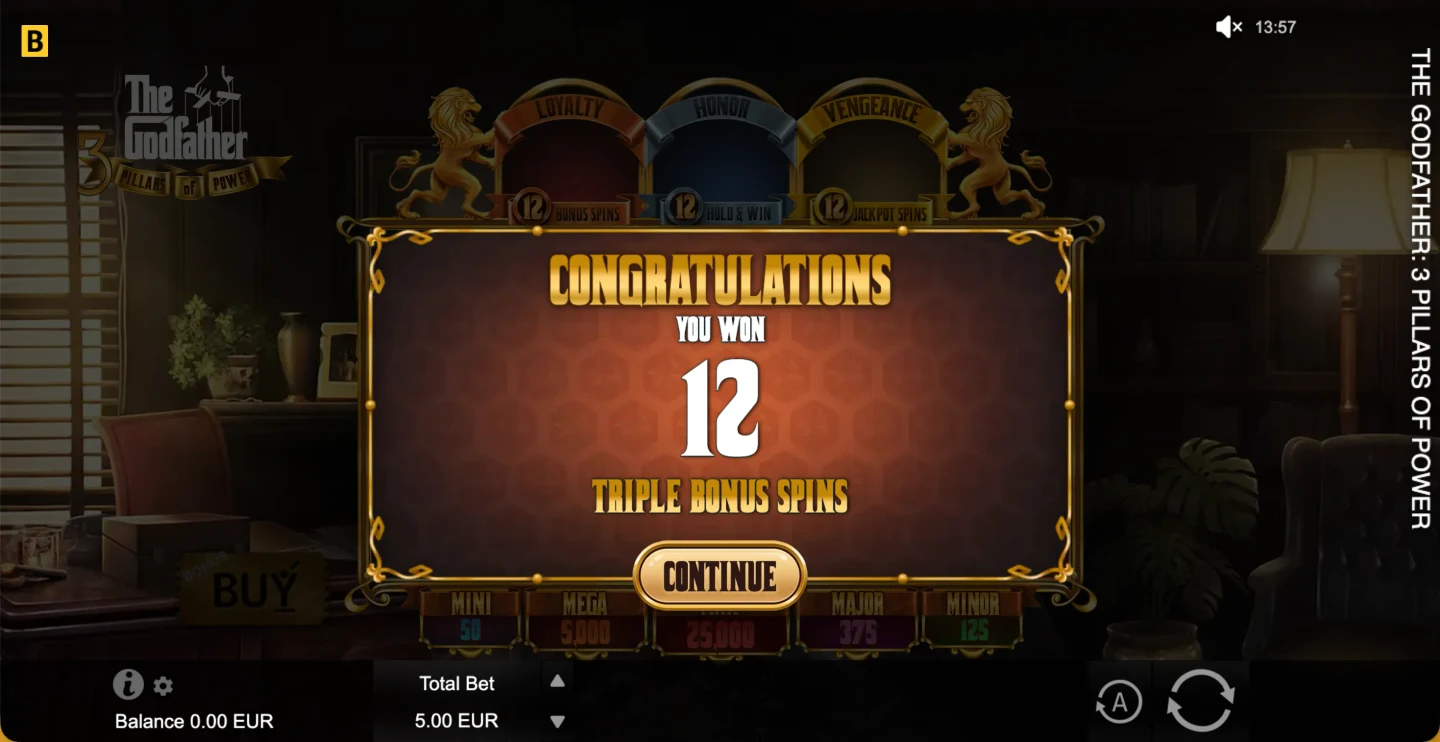 The Godfather Honor Hold and Win with Instant Win coins